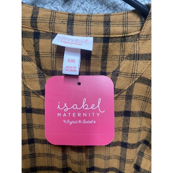 women's Isabel maternity top size XXL brown & black plaid flannel MSRP $28 - Picture 3 of 8